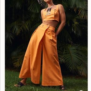 free people matching crop and wide leg pant